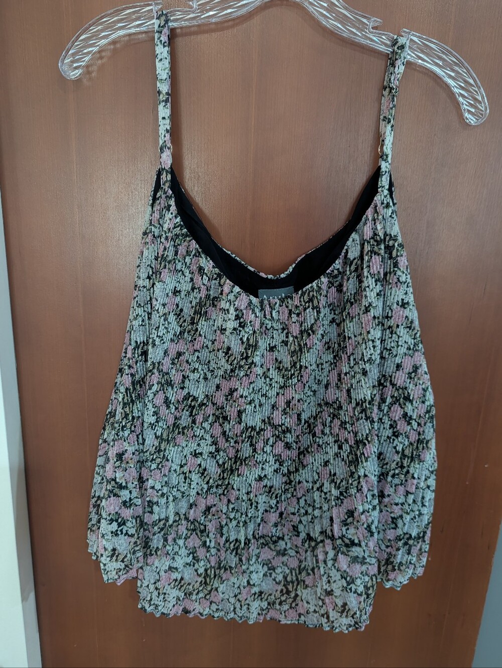 Arula Blouse Black Floral Mesh Swing CamisoleTop  Sz A (1X) Boho Cottagecore